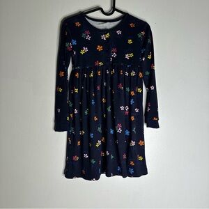 Hanna Andersson Navy Blue Multicolor Floral Long Sleeve‎ Dress Girls Size 8 CP